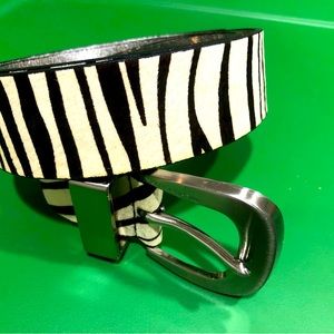 Michael Kors ZEBRA calf hair black and white belt